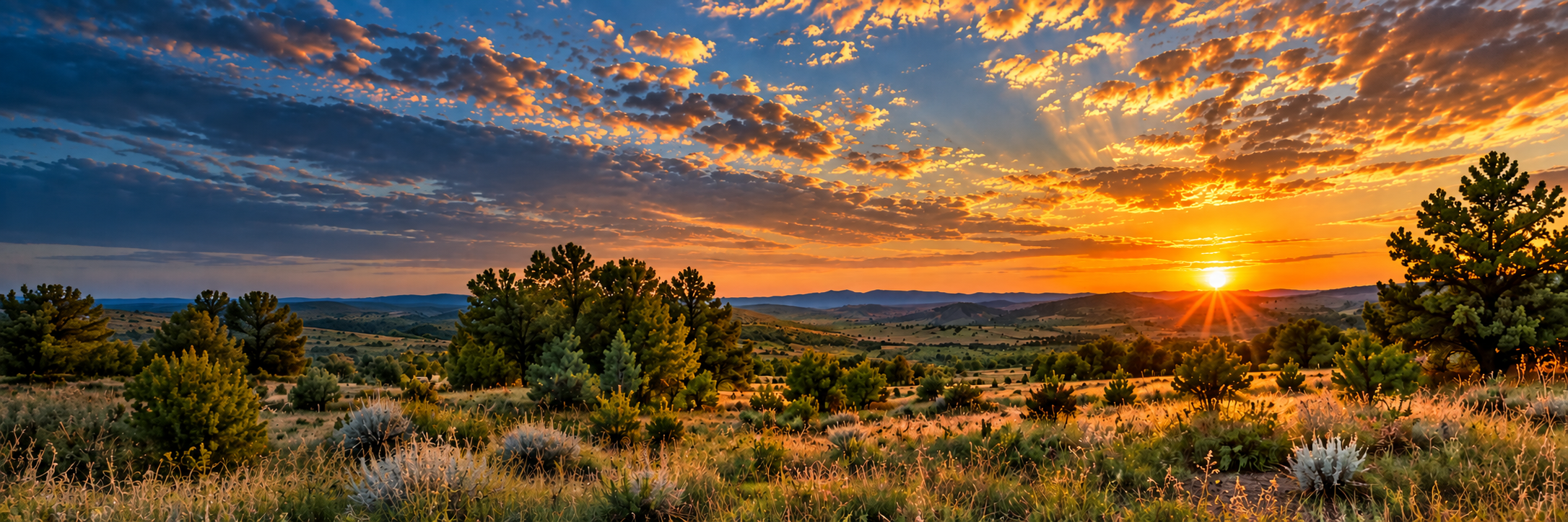 Wide Oklahoma landscape at sunset