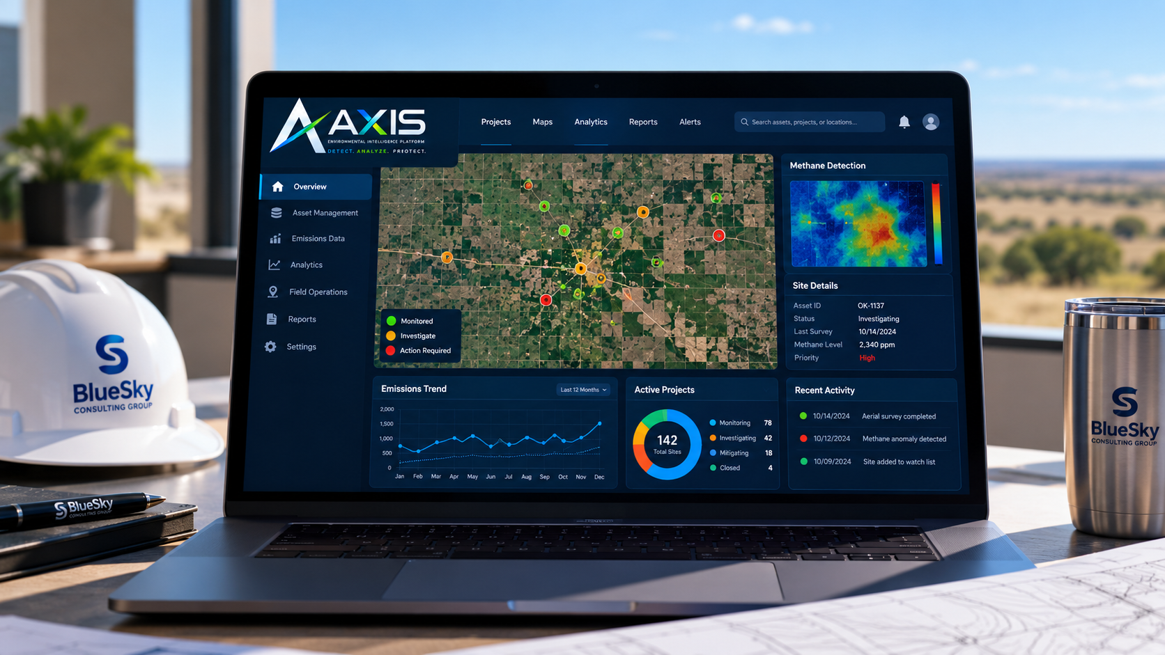 AXIS Professional methane intelligence dashboard