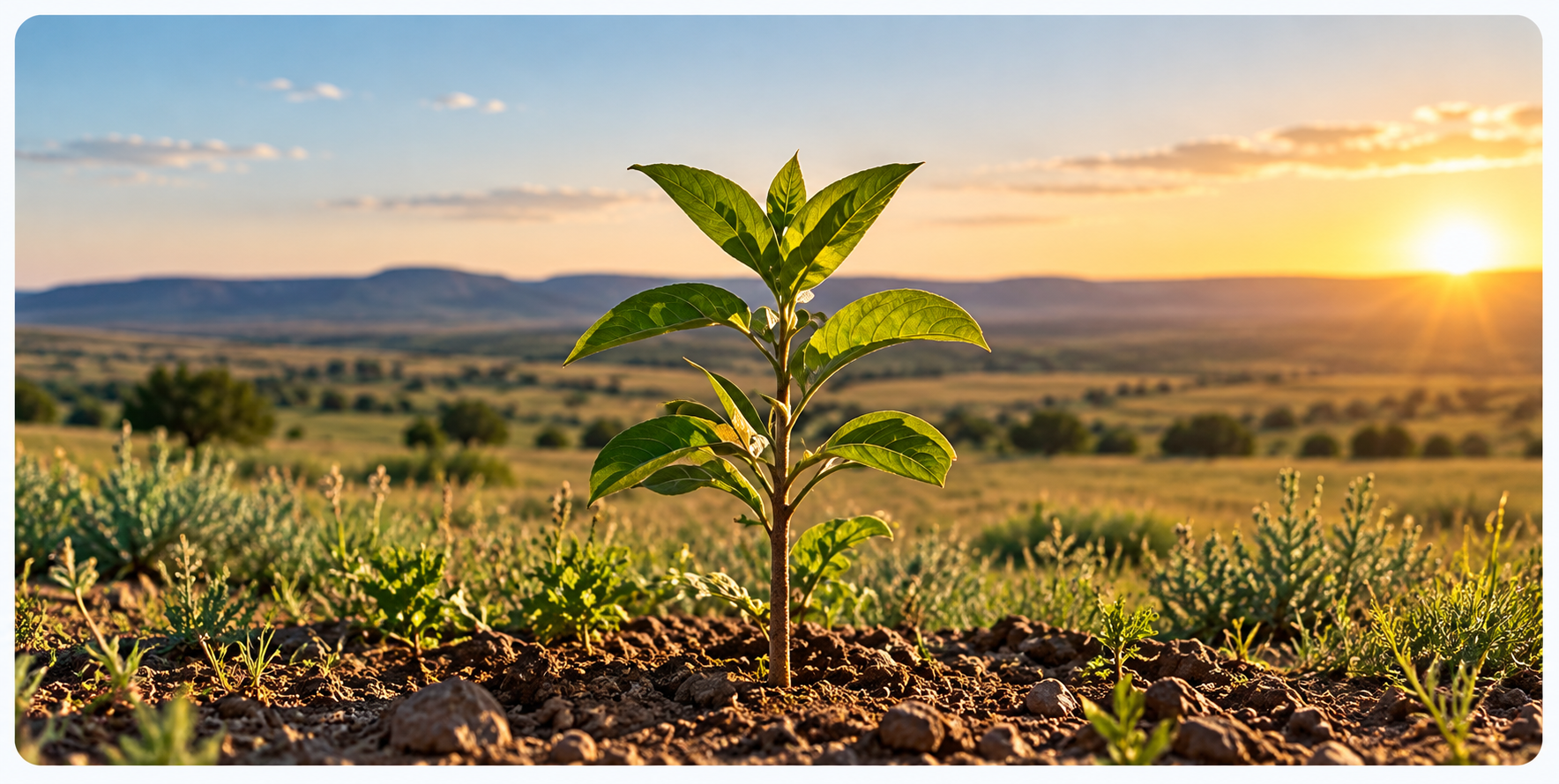 New plant growth representing environmental and project value