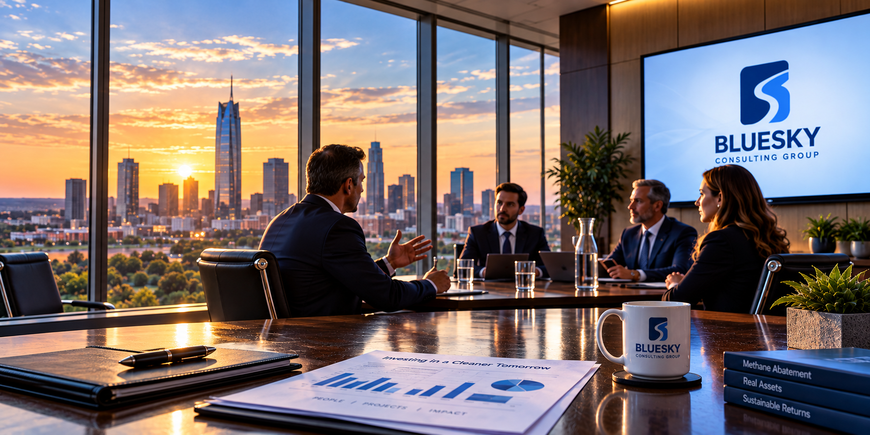BlueSky investor meeting overlooking the Oklahoma City skyline