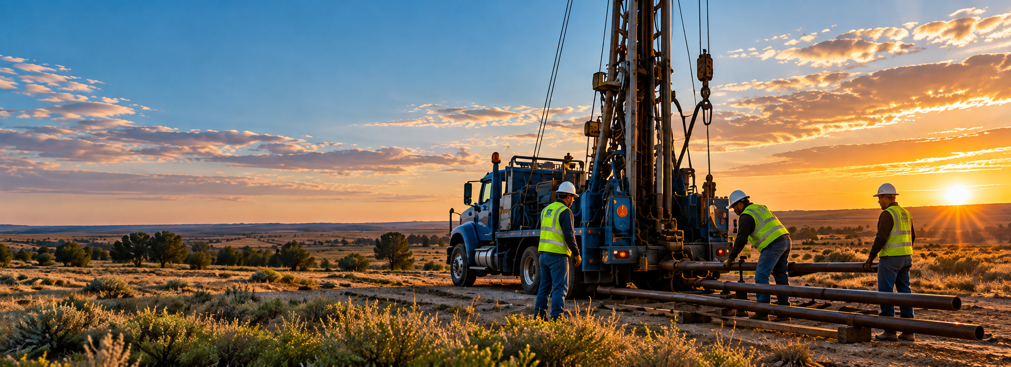 Workover plugging rig and field crew operating at an orphaned well site