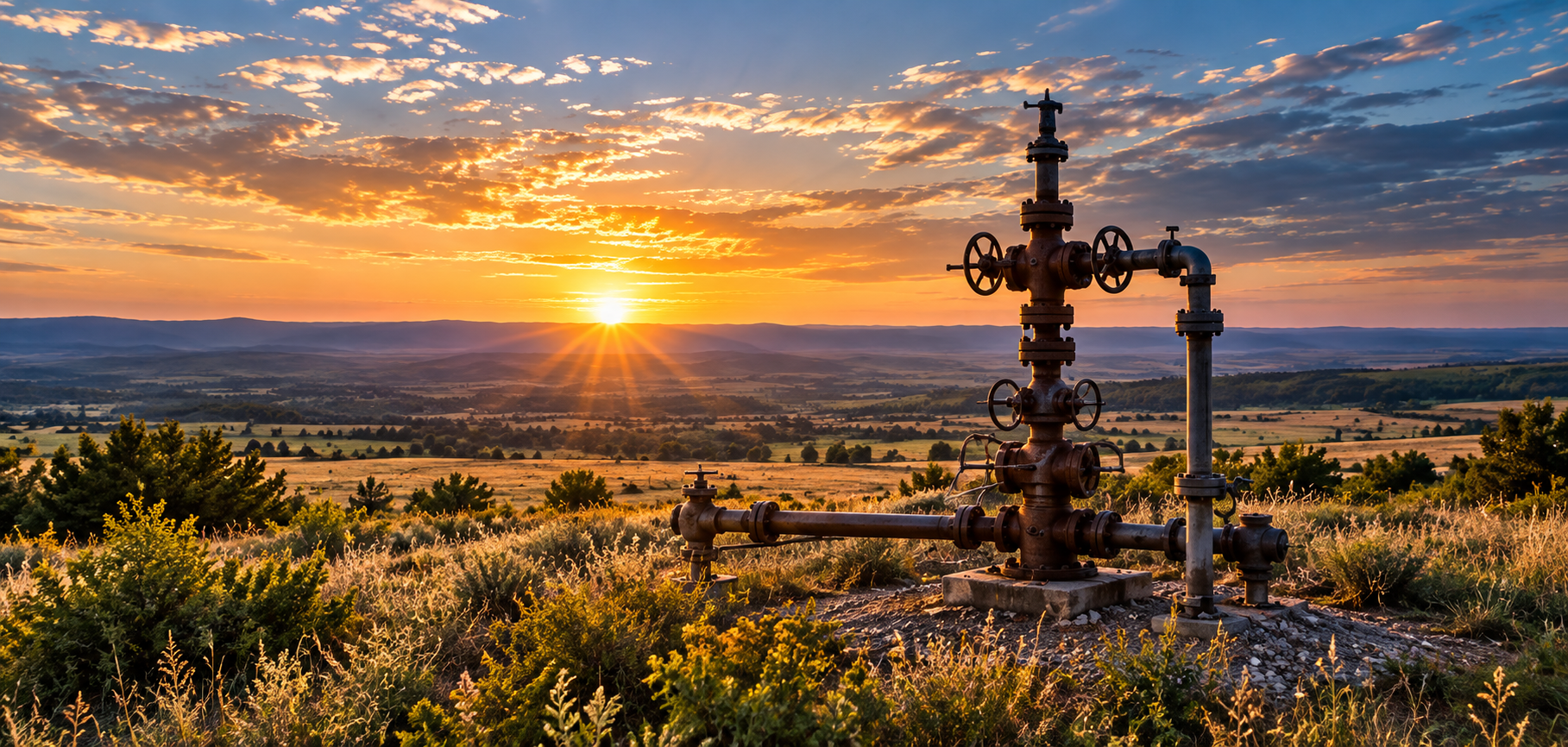 Orphaned oil and gas well in a rural Oklahoma landscape